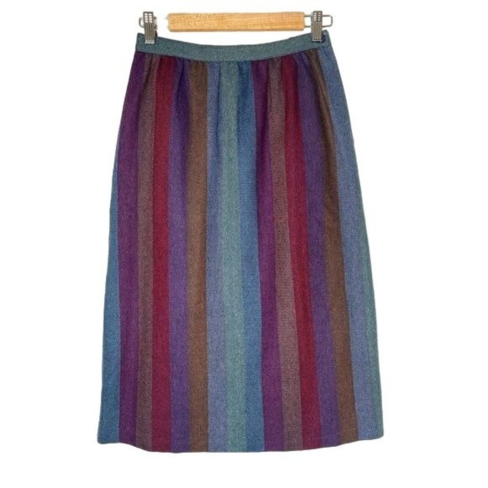 Vintage Retro Multicolor Striped Midi Skirt